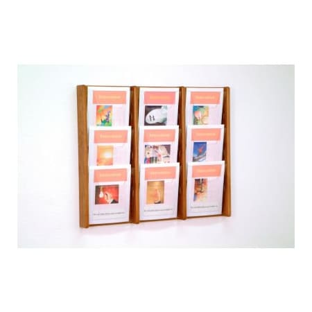 Wooden Mallet 9 Pocket (3Wx3H) Acrylic & Oak Wall Display - Medium Oak AC26-9MO